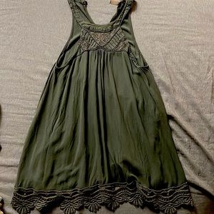 Crochet Floral Tank Top Olive Sage Green